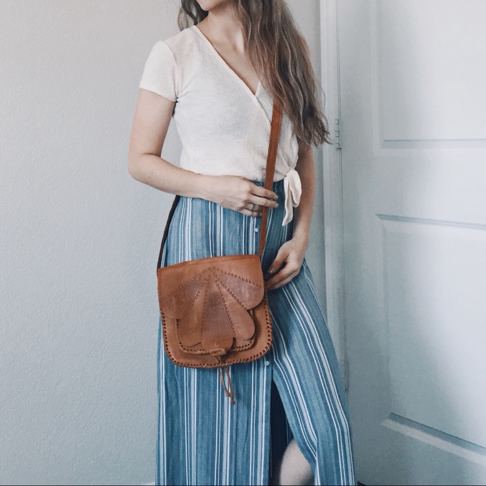 Boho Genuine Leather Bohemian Crossbody Purse - Picture 2 of 5